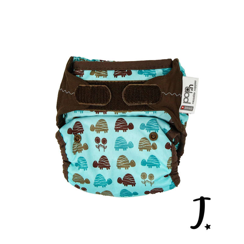 PopIn Single Printed Nappy Bamboo - Blue Turtle