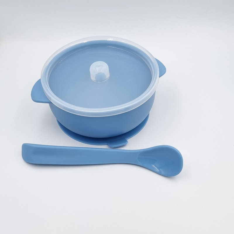 Silicone Suction bowl with lid and spoon