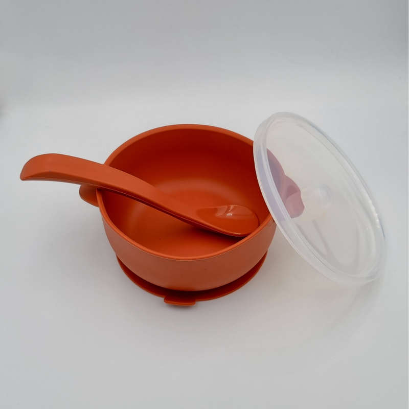 Silicone Suction bowl with lid and spoon