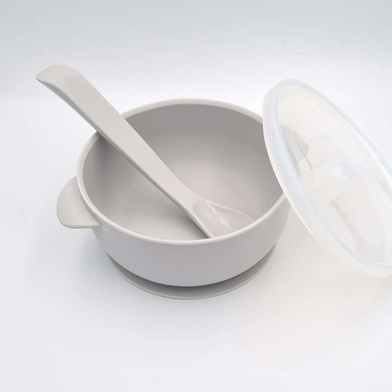 Silicone Suction bowl with lid and spoon