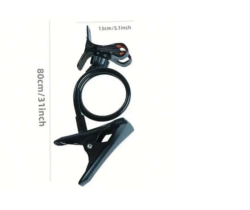 Flexible Lazy Mobile Phone Holder, Flexible Gooseneck Long Arm Clip (Black)