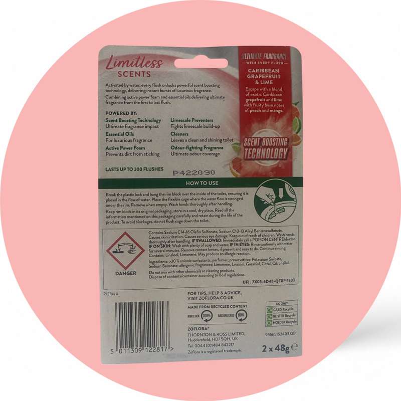 Zoflora Caribbean Grapefruit & Lime Limitless Scents Rim Block