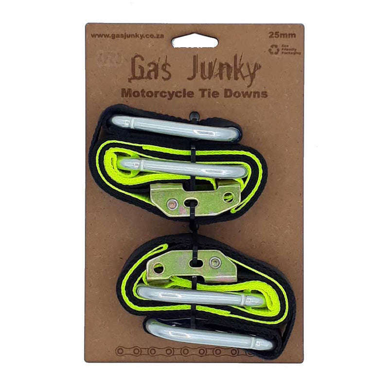 Gas Junky | Twisted Trails Soft Loop 25MM Tie Downs Black | Lime