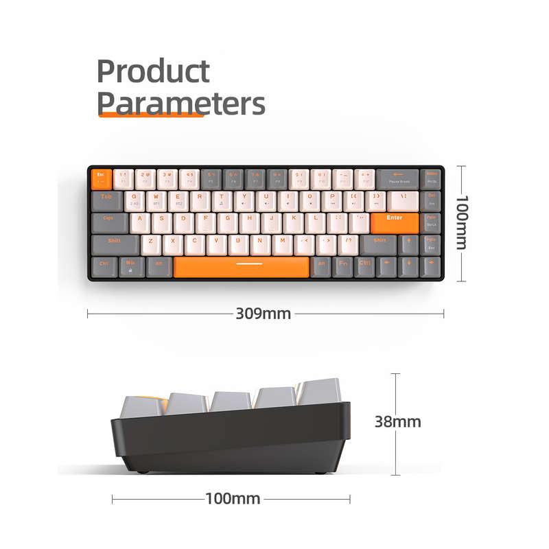 Wireless Mini Mechanical Keyboard Red-Switch 68 Keys