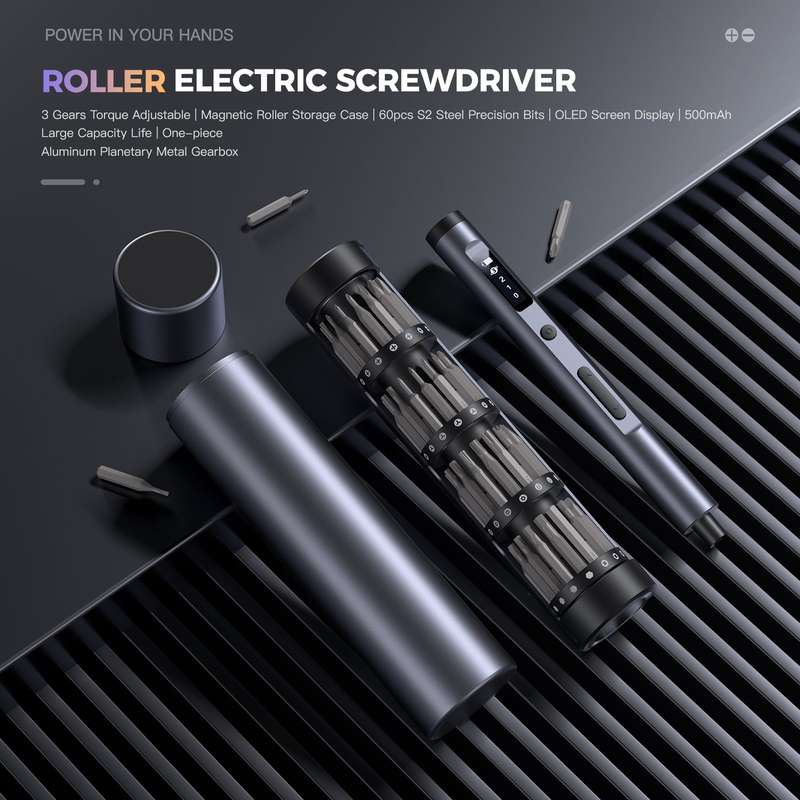 Electric Precision Screwdriver Kit 60 Pcs S2 Bits + USB-C Charging
