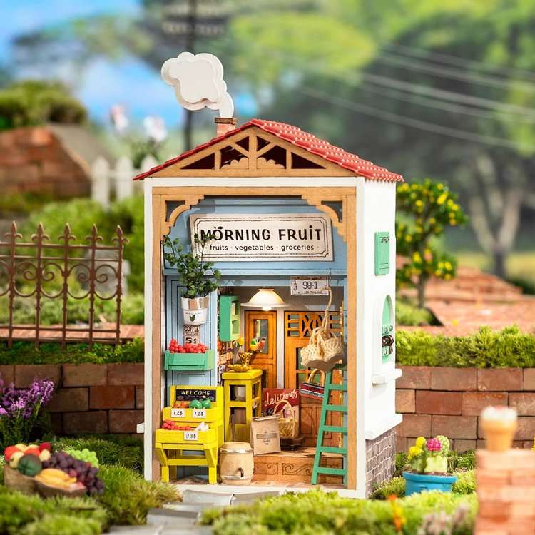 Robotime Mini Town Series Morning Fruit Store DIY Miniature Dollhouse Kit