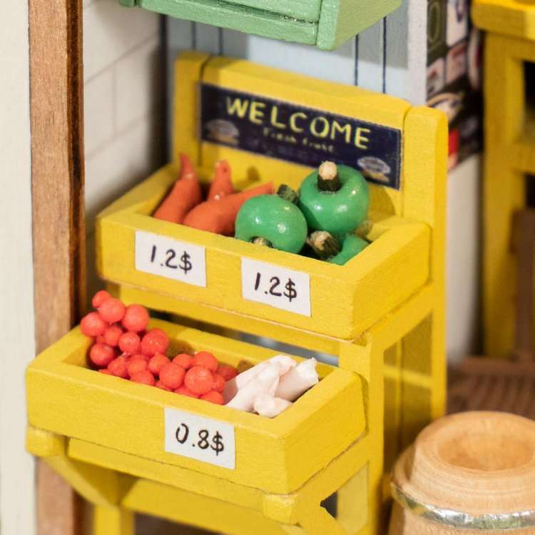 Robotime Mini Town Series Morning Fruit Store DIY Miniature Dollhouse Kit