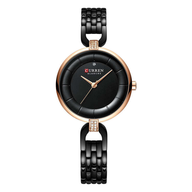 Curren 9052 Women's Simplistic Quartz Wrist Watch Stainless Steel Strap Black