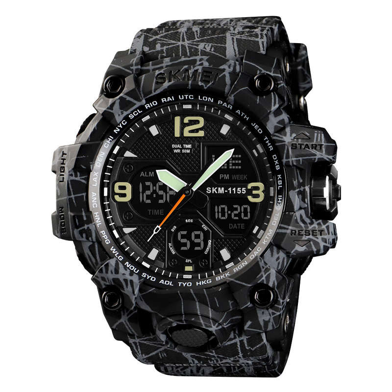 Skmei 1155 Men's Analogue & Digital Shockproof & Waterproof Sports Watch Grey Camo