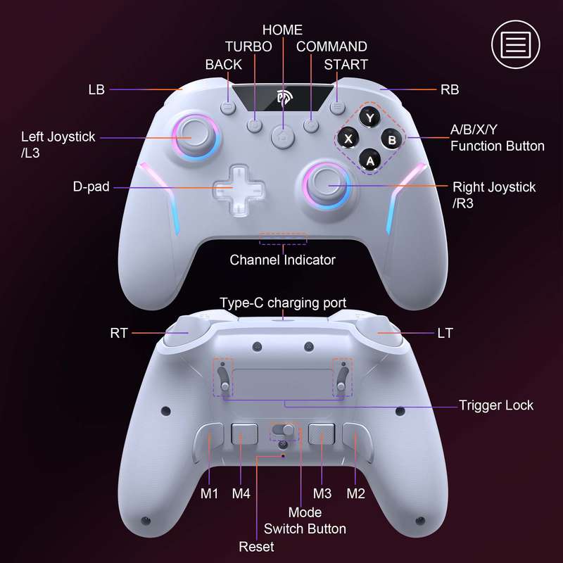 EasySMX X20 Hall Effect Gaming Controller For PC / Steam / Nintendo Switch