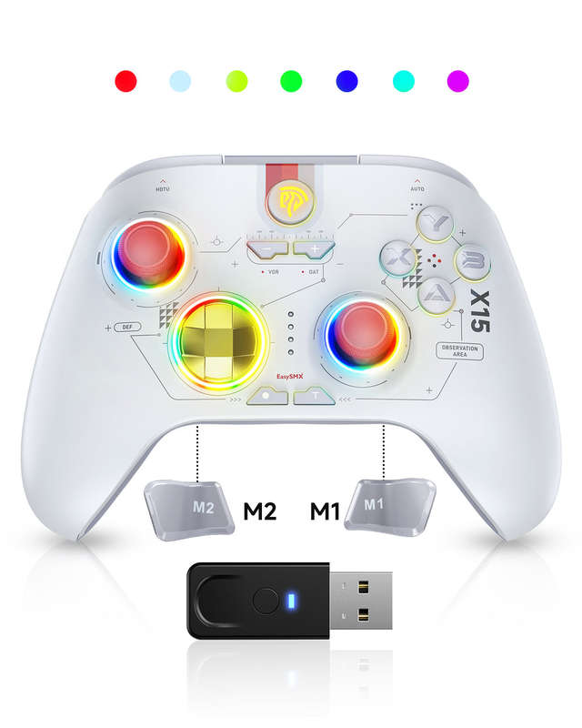 EasySMX X15 Wireless RGB Controller  Hall Effect Joystick & Trigger for Windows / Steam / Swit...