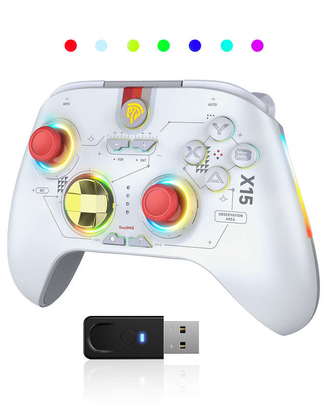 EasySMX X15 Wireless RGB Controller  Hall Effect Joystick & Trigger for Windows / Steam / Swit...