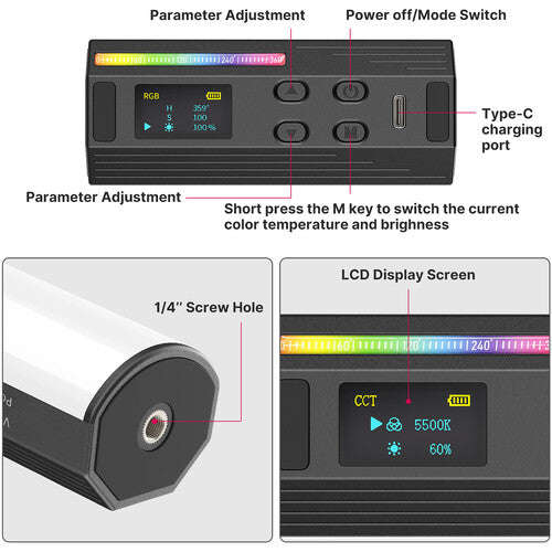 Ulanzi Compact Magnetic RGB LED Tube Light (3.9")