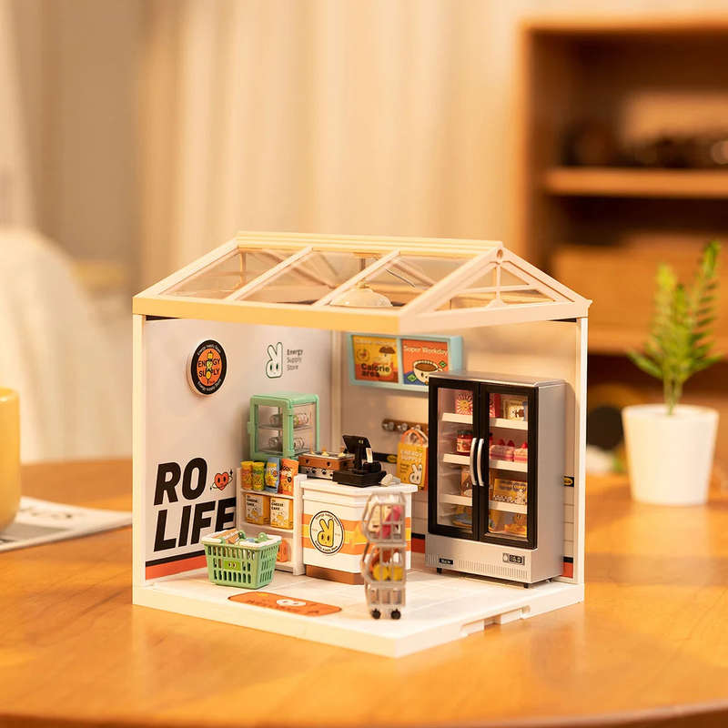 Robotime Super Creator Energy Supply Store Plastic DIY 3D Miniature Dollhouse
