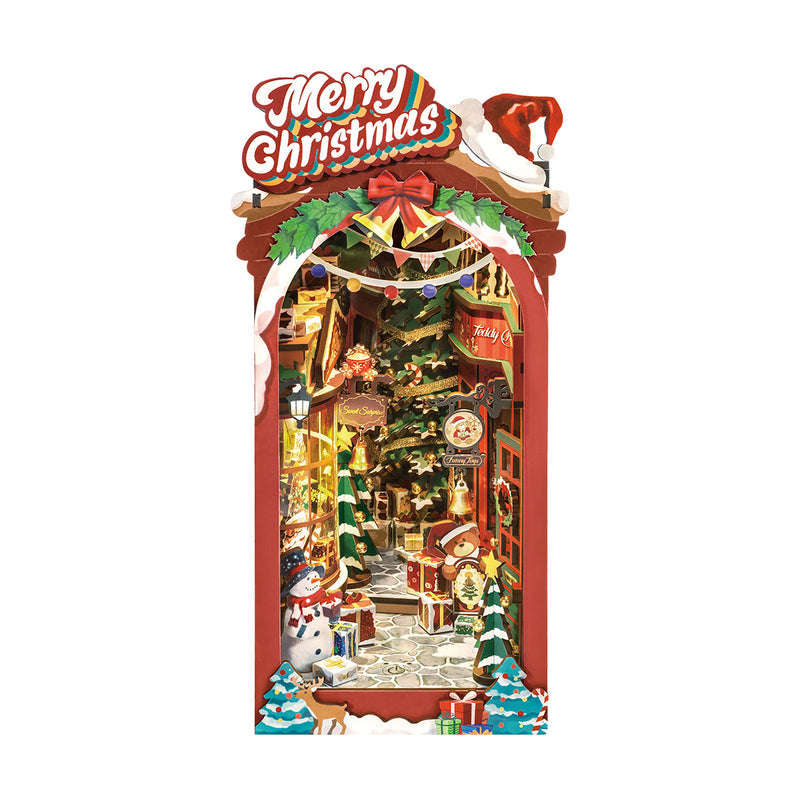 Robotime Christmas Street DIY Book Nook Shelf Insert Miniature Dollhouse