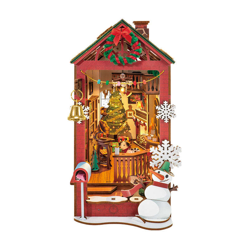 Robotime Christmas Indoor Scene DIY Book Nook Shelf Insert Miniature Dollhouse