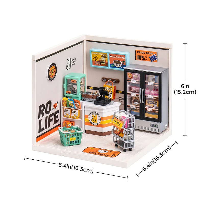 Robotime Super Creator Energy Supply Store Plastic DIY 3D Miniature Dollhouse