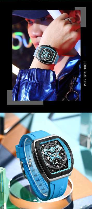 Curren 8443 Luxury Business Sports Wrist Watch Silicone Strap Sky