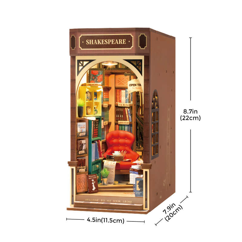 Robotime Bookstore DIY Book Nook Shelf Insert Miniature Dollhouse