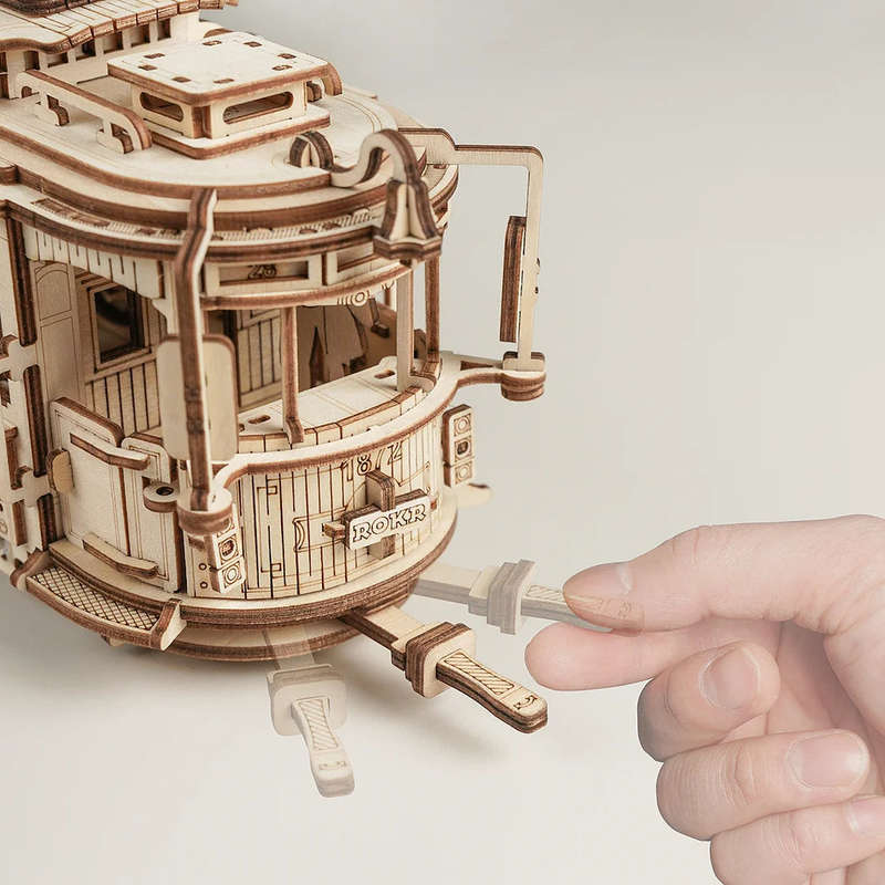 Robotime Classic City Tram DIY Moving 3D Wooden Puzzle