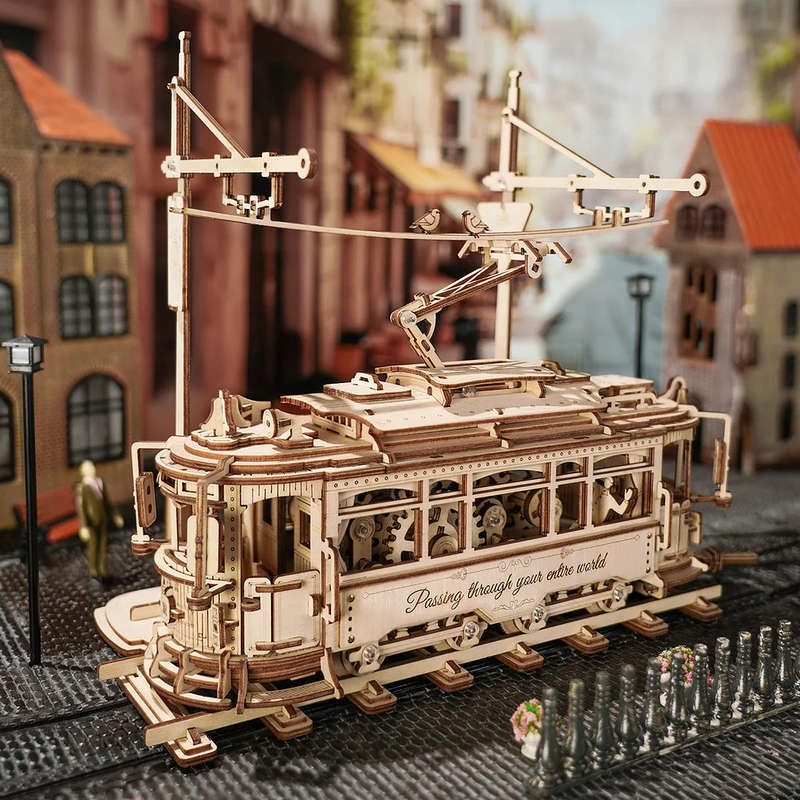 Robotime Classic City Tram DIY Moving 3D Wooden Puzzle