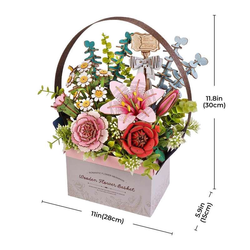 Robotime Wooden Flower Basket DIY 3D Puzzle