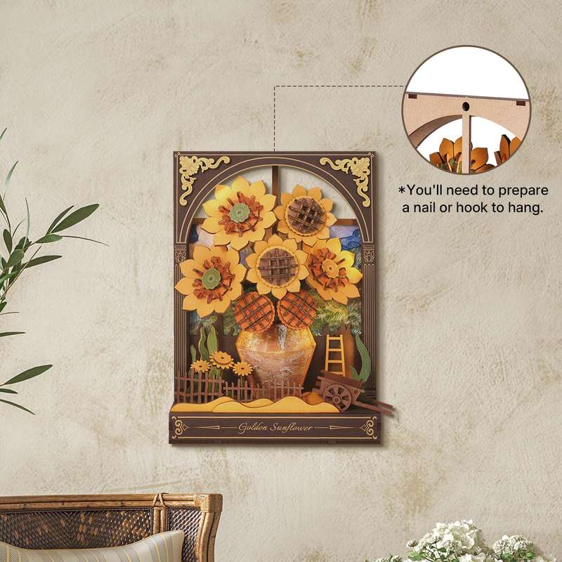 Robotime Golden Sunflower Wall Art 3D Wooden Puzzle