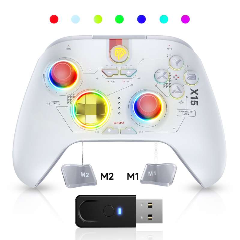 EasySMX X15 Wireless RGB Controller  Hall Effect Joystick & Trigger for Windows / Steam / Swit...