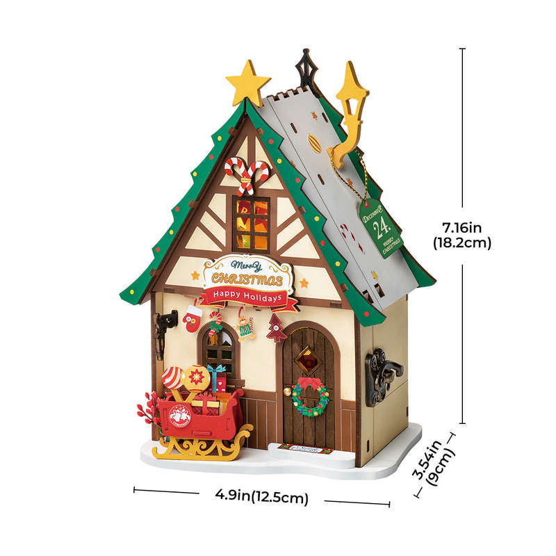 Robotime Twinkling Christmas House DIY 3D Miniature House