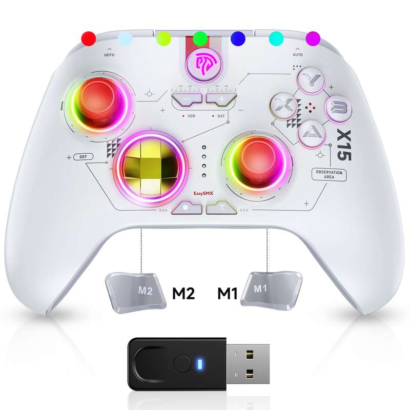 EasySMX X15 Wireless RGB Controller  Hall Effect Joystick & Trigger for Windows / Steam / Swit...