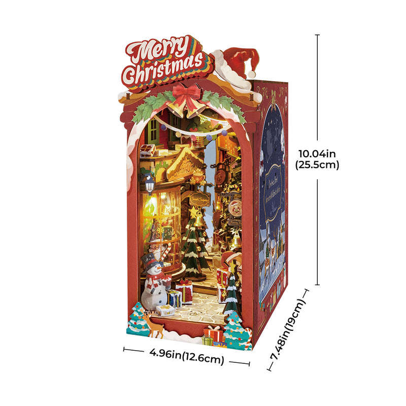 Robotime Christmas Street DIY Book Nook Shelf Insert Miniature Dollhouse