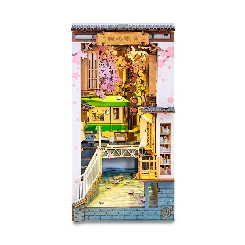 Robotime Sakura Densya DIY Book Nook Shelf Insert Miniature Dollhouse