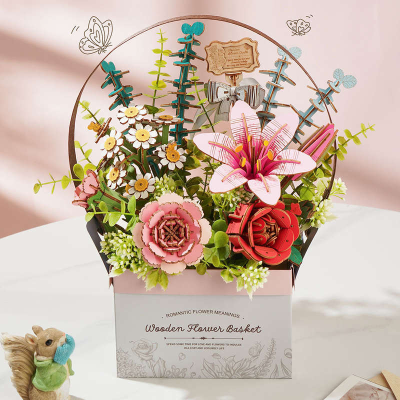 Robotime Wooden Flower Basket DIY 3D Puzzle