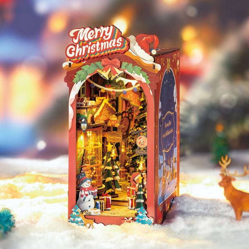Robotime Christmas Street DIY Book Nook Shelf Insert Miniature Dollhouse