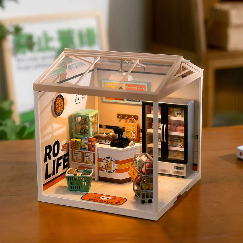 Robotime Super Creator Energy Supply Store Plastic DIY 3D Miniature Dollhouse