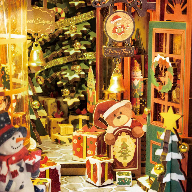 Robotime Christmas Street DIY Book Nook Shelf Insert Miniature Dollhouse