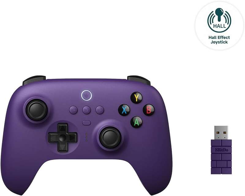 8BitDo Ultimate 2.4G Gaming Controller with Charging Dock (Hall Effect Joysticks) Purple