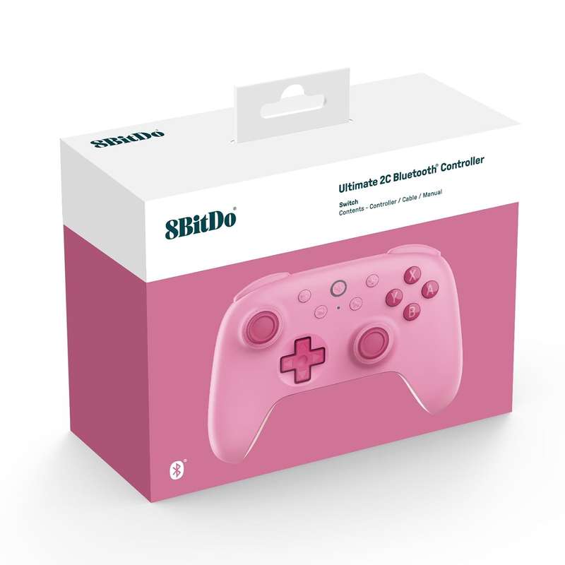 8BitDo Ultimate 2C Bluetooth Controller With Hall Effect For Nintendo Switch & Switch 2 Pink