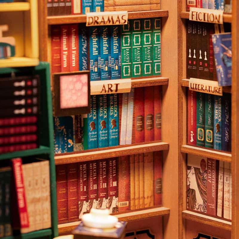 Robotime Bookstore DIY Book Nook Shelf Insert Miniature Dollhouse