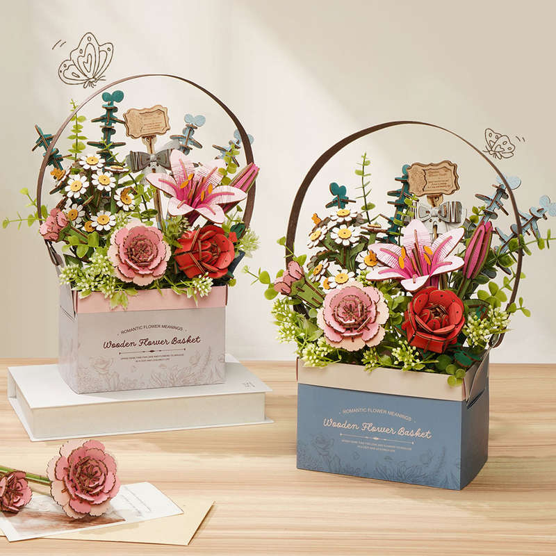Robotime Wooden Flower Basket DIY 3D Puzzle