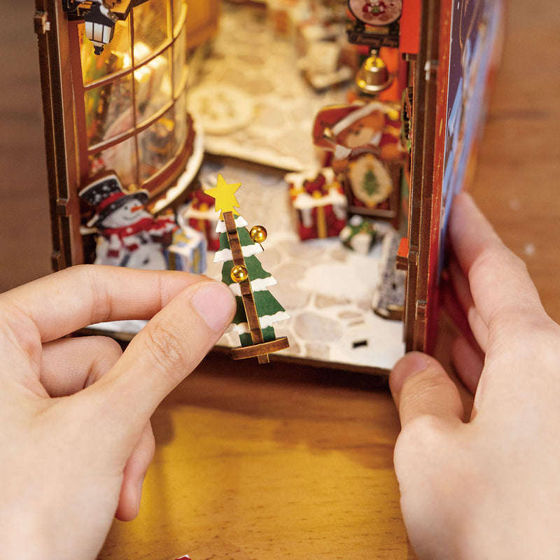 Robotime Christmas Street DIY Book Nook Shelf Insert Miniature Dollhouse