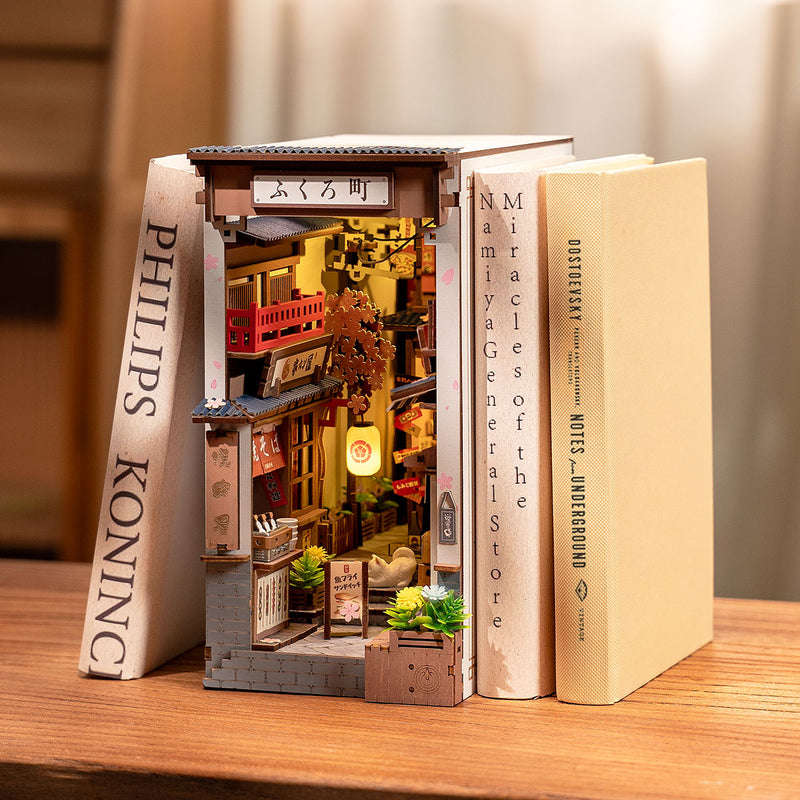 Robotime Sakura Wine Alley DIY Book Nook Shelf Insert Miniature Dollhouse