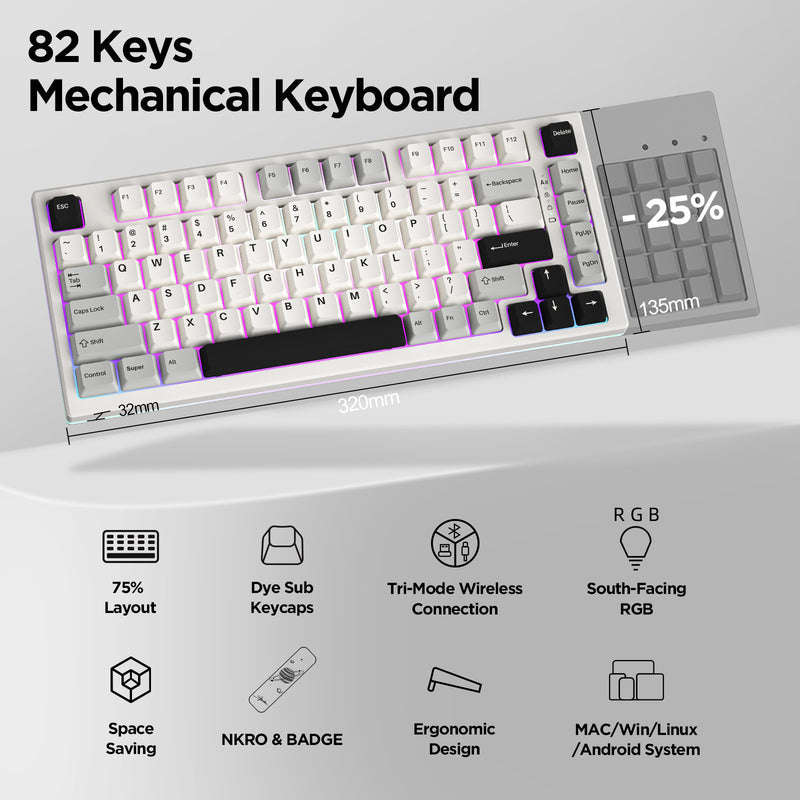 YUNZII YZ75 Pro Wireless Mechanical Gaming Keyboard
