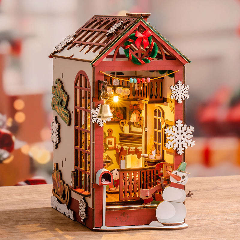 Robotime Christmas Indoor Scene DIY Book Nook Shelf Insert Miniature Dollhouse