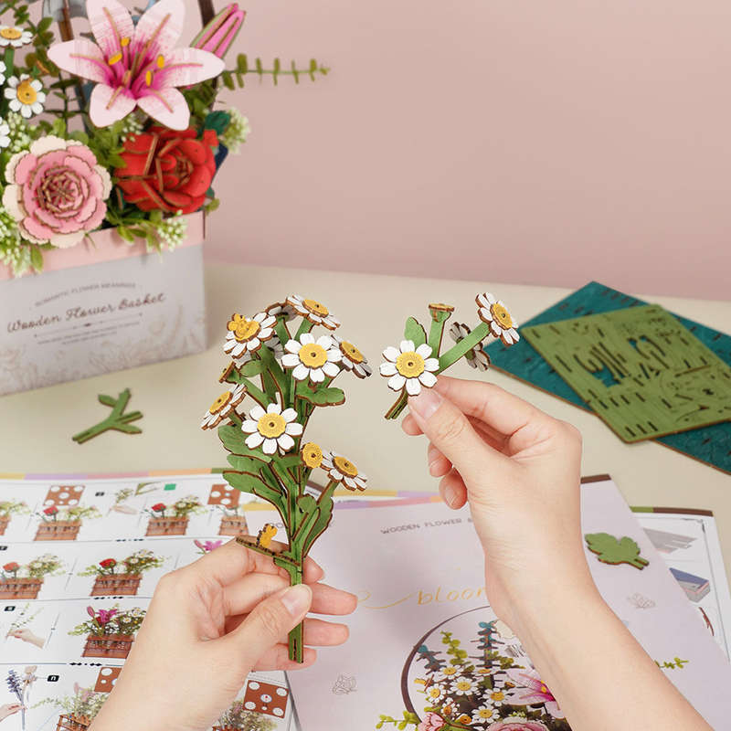 Robotime Wooden Flower Basket DIY 3D Puzzle
