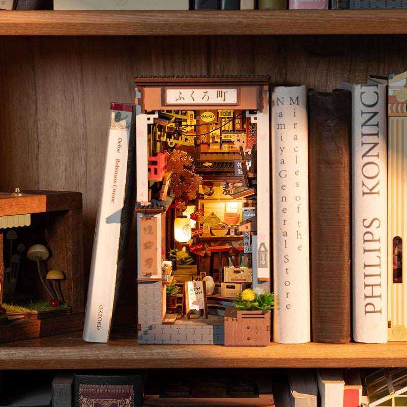 Robotime Sakura Wine Alley DIY Book Nook Shelf Insert Miniature Dollhouse