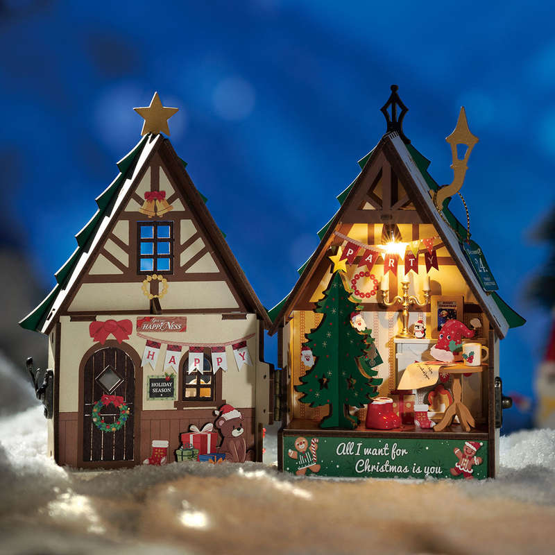 Robotime Twinkling Christmas House DIY 3D Miniature House