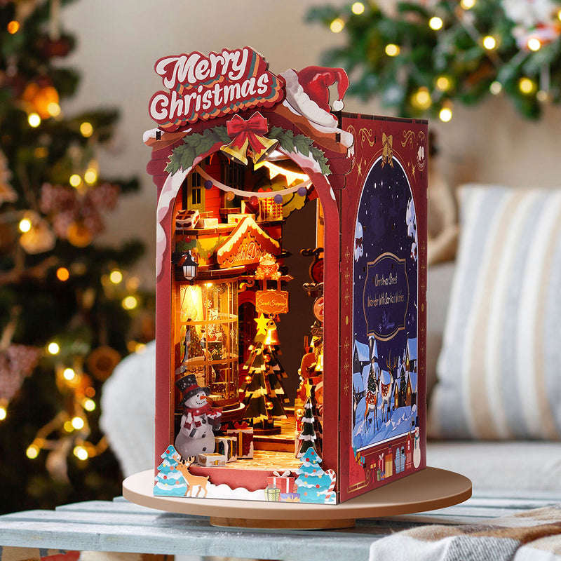 Robotime Christmas Street DIY Book Nook Shelf Insert Miniature Dollhouse