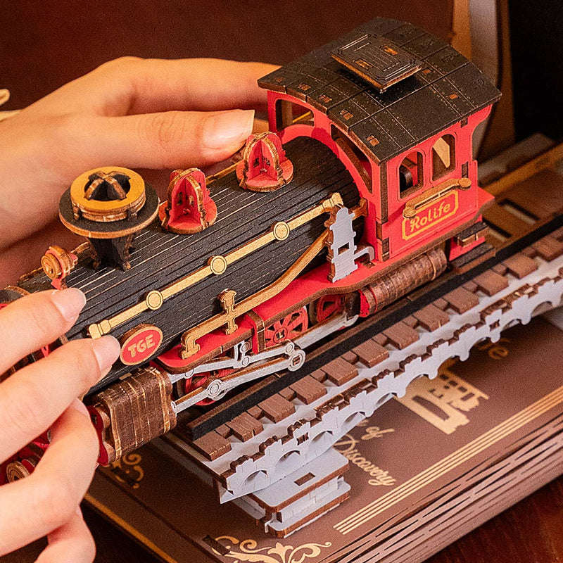 Robotime Century Train DIY Book Nook Shelf Insert Miniature Dollhouse