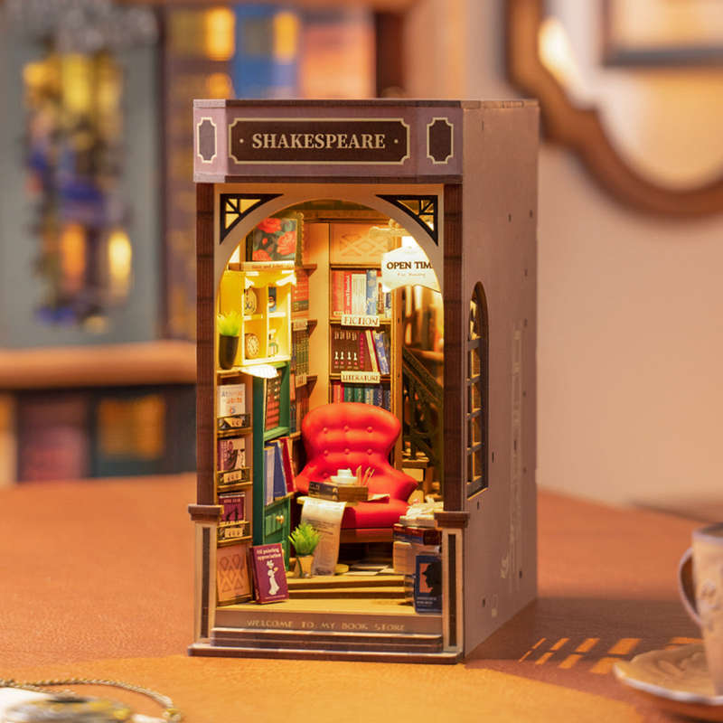 Robotime Bookstore DIY Book Nook Shelf Insert Miniature Dollhouse